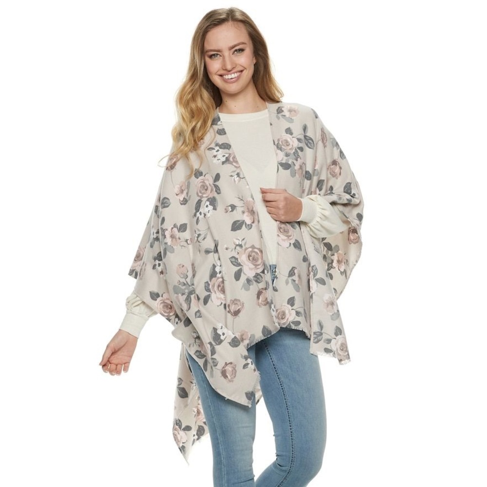 LC Lauren Conrad Rose Garden Ruana